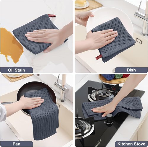 Homaxy Kitchen Towels Set - Ultra Soft 100% Cotton Dishcloths | 8-Piece Assorted Colors, 12x12 & 13x28 Inches