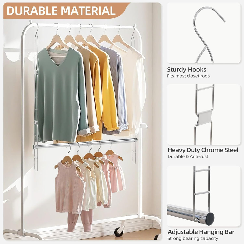 Storage Maniac Adjustable Closet Rod - Space-Saving Hanging Organizer for Clothes - Chrome Finish, 1 Pack
