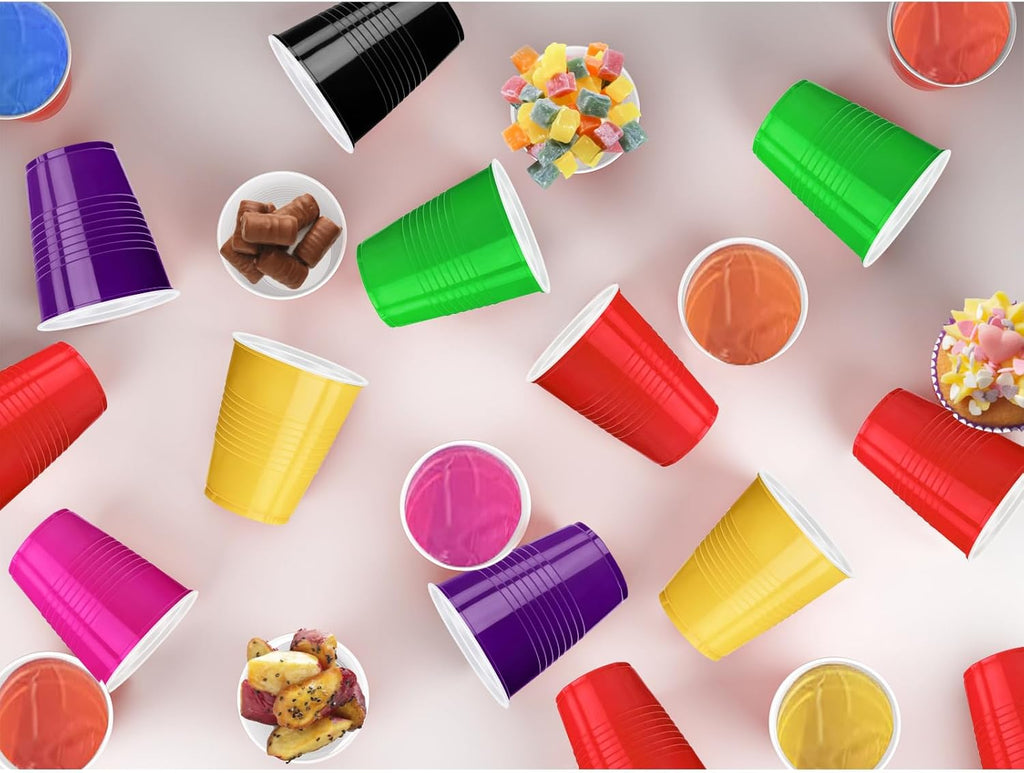 Skiennix 120 Pcs 12 Oz Colorful Plastic Cups - Perfect for Thanksgiving Parties & Picnics