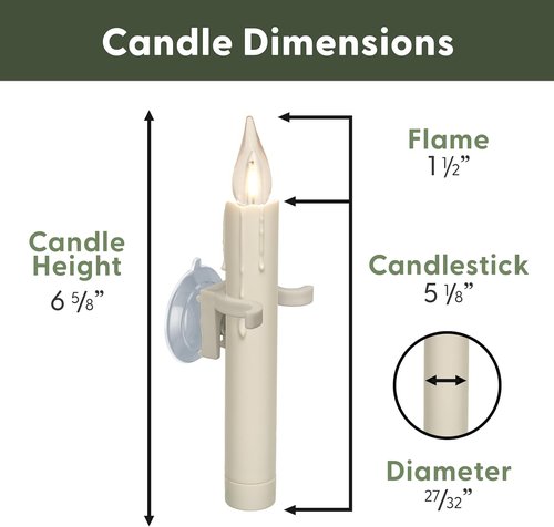 612 Vermont Vintage LED Window Candles - Battery Operated with Timer & Warm White Glow | Pack of 4