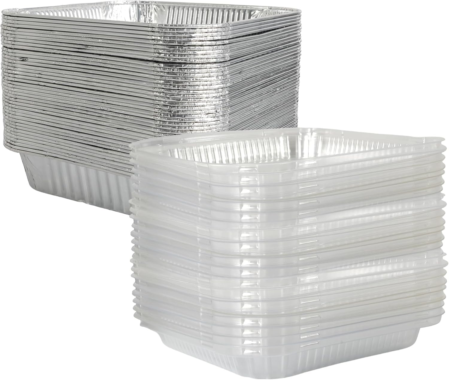 Primo Lines Aluminum Foil Disposable Pans - 40 Pack 8"×8" Oven-Safe & Leak-Proof Catering Trays