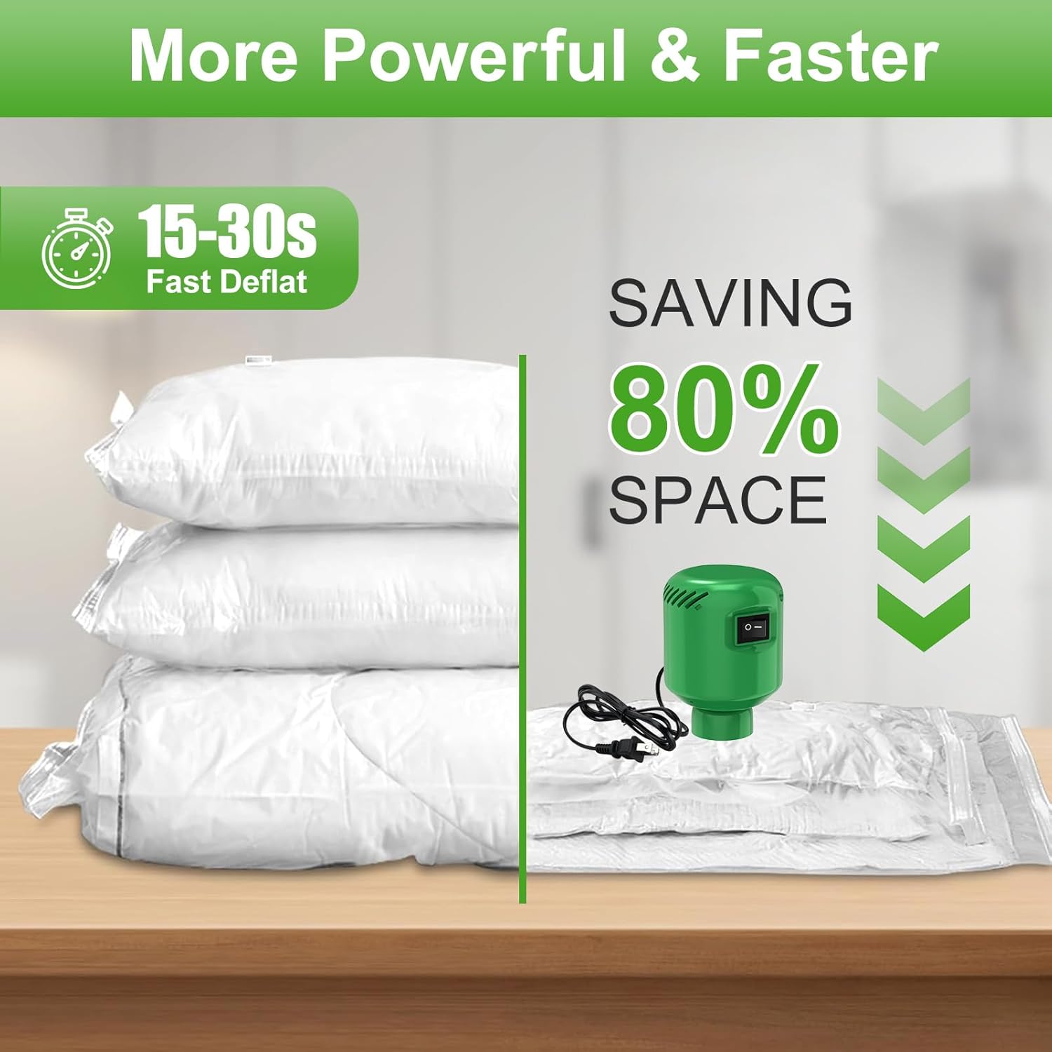Skiennix Electric Vacuum Pump - Portable Storage Solution for Clothing & Bedding - Green (No Bags)