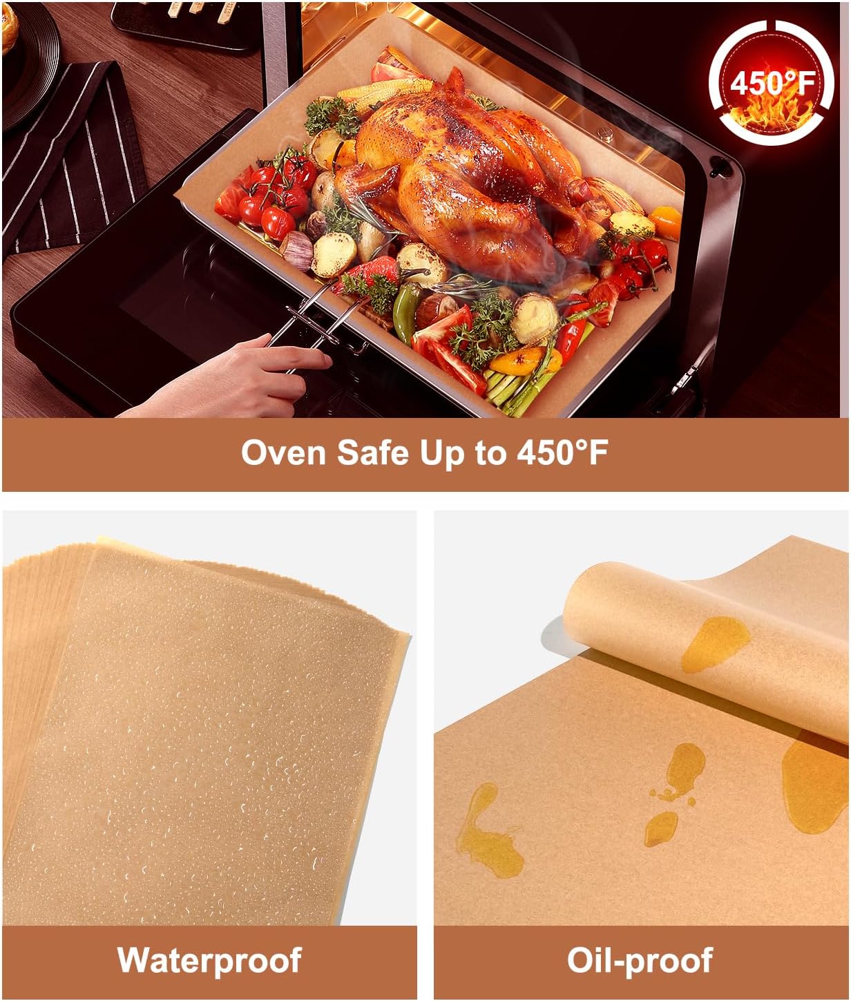 Unbleached Parchment Paper Baking Sheets - Non-Stick Precut 9x13IN | 70 Sheets for Baking, Grilling & Air Frying