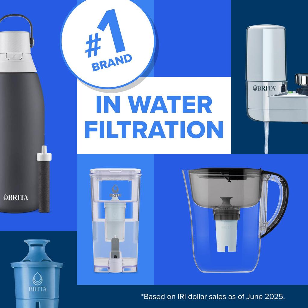 Brita Plus Water Filter, BPA-Free, High-Density Replacement Filter for Pitchers and Dispensers, Reduces 2x Contaminants*, Lasts Two Months or 40 Gallons, Includes 2 Filters