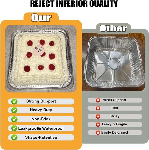 8x8 Square Aluminum Baking Cake Pans by [Brand Name] - Clear Plastic Lids for Easy Storage | Disposable Foil Trays