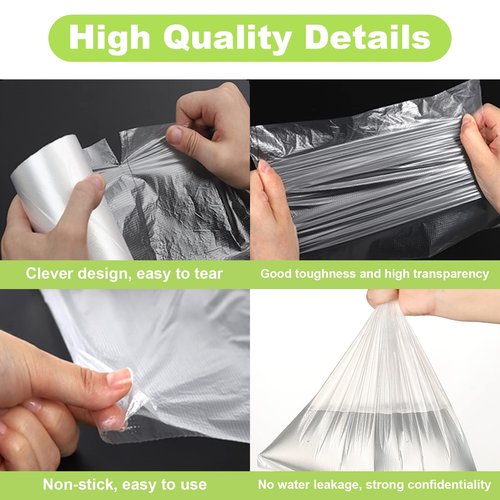 RyhamPaper Food Storage Bags, 1 Roll 16 x 20 Plastic Produce Bag on a Roll Fruits, Vegetable, Bread, Food Storage Clear Bags, 350 Bags