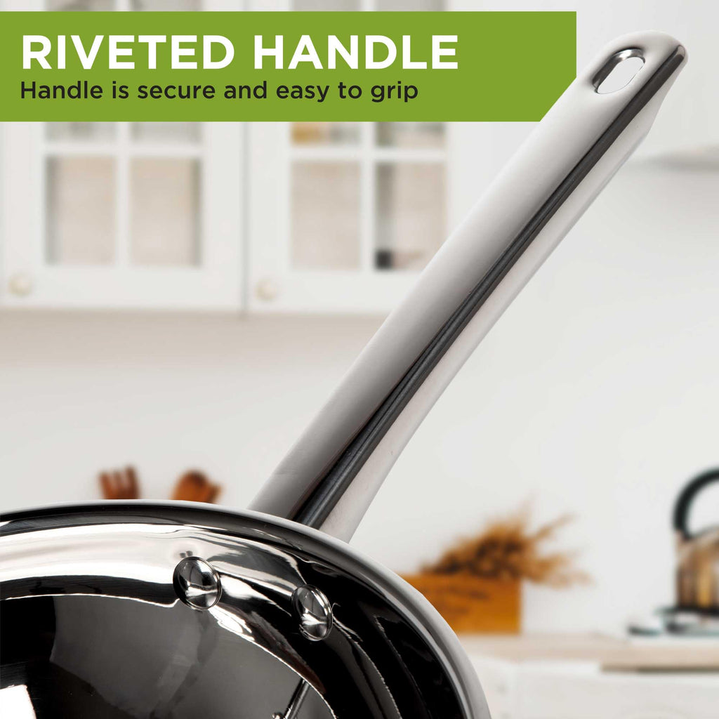 Ecolution Classic Stainless Steel Fry Pan, Professional Quality Sauté, Encapsulated Base, Comfort Grip Riveted Handles, All Cooktop Safe, Oven Safe, Dishwasher Safe, 11-Inch