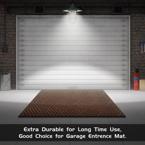 EGO LIFE 100% Waterproof Doormat - Extra Durable Natural Rubber Backing | Easy Clean, All-Season, 47x35" Brown