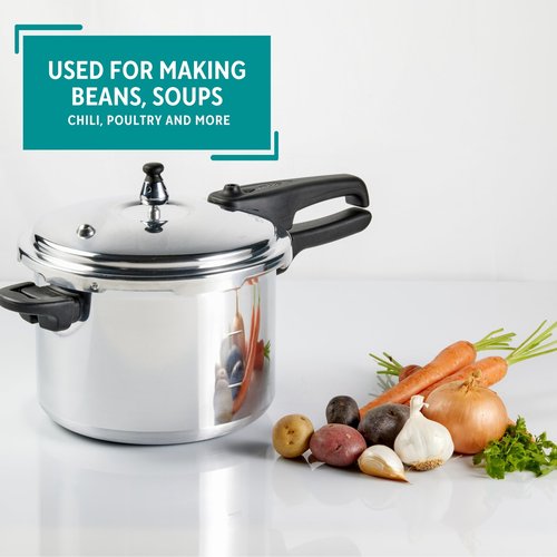 Mirro 92160A Polished Aluminum 10-PSI Pressure Cooker Cookware, 6-Quart, Silver -