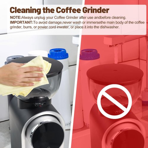 DITOSH Electric Coffee Grinder Touchscreen 2-14 Cup Conical Burr Coffee Grinder with 25 Grinding Settings Cleaning Brush Grindable Espresso Drip Coffee French Press for Home Use 110V Black