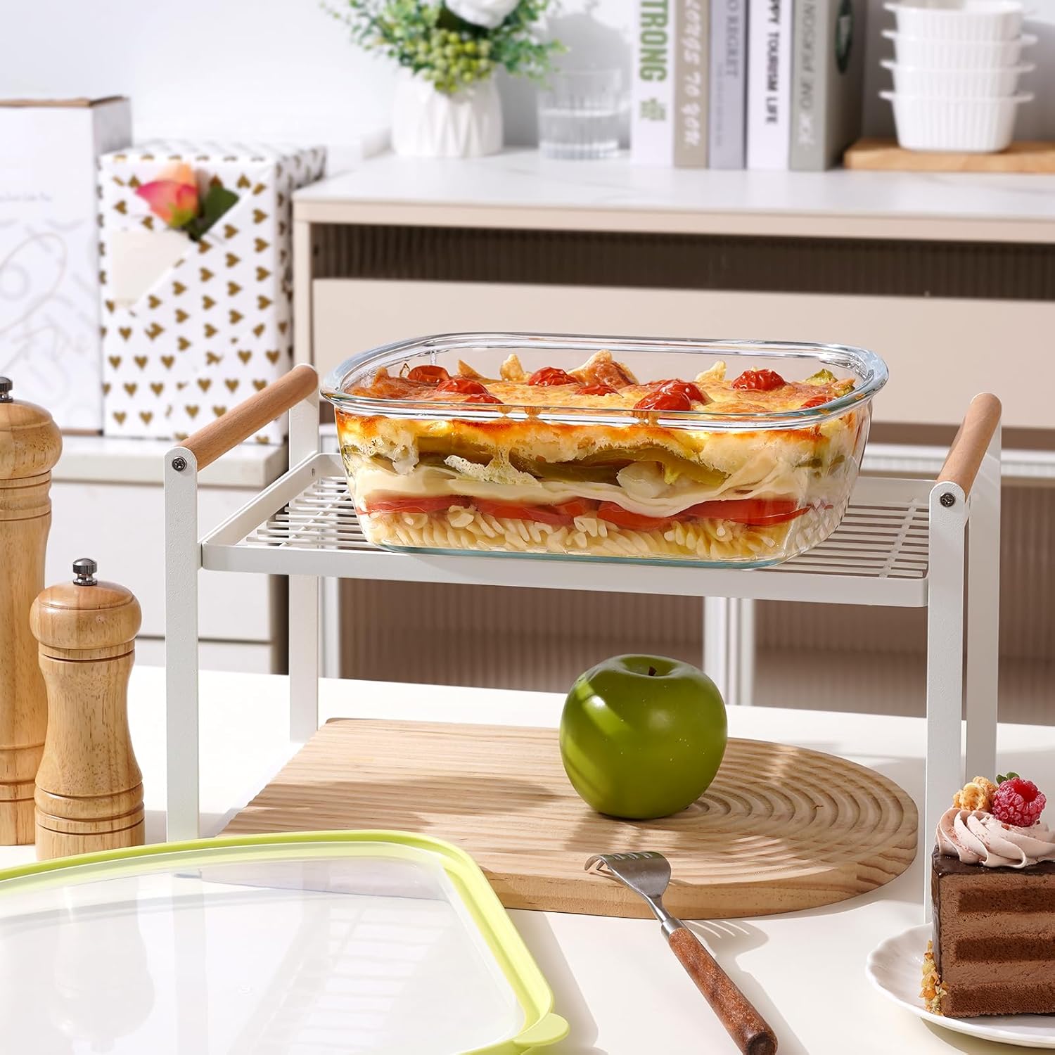 NUTRIUPS 9 x 9 Glass Baking Dish Set - 2.75QT Deep Pan with Lid | Durable Yellow Bakeware (2 Pack)