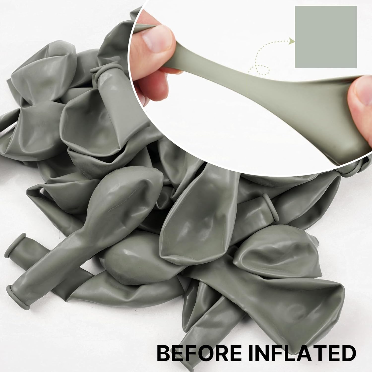 PartyWoo Dusty Green Balloons - 50pcs 12 Inch Sage Olive Eucalyptus Latex for Baby Shower & Wedding Decor