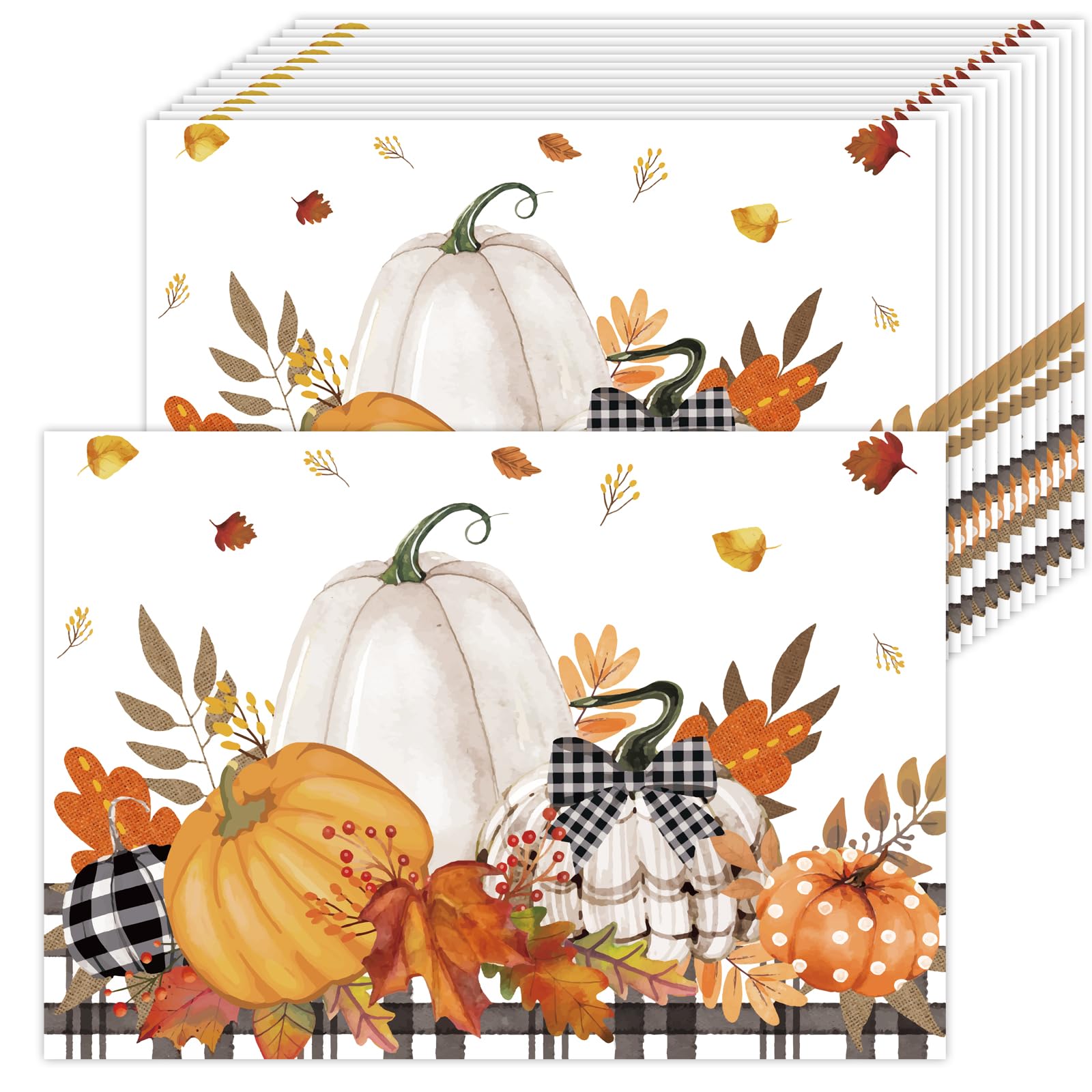 50 Pack Fall Paper Placemats16x 11 Inch, Autumn Maple Leaves Table Decor Place Mats Disposable Thanksgiving Harvest Fall Kitchen Mats for Dining Holiday Decor Party Supplies