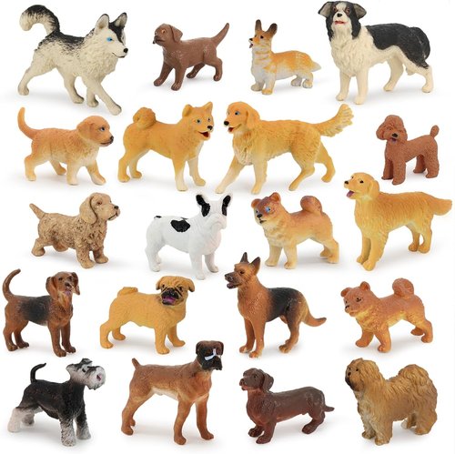 Muchfun 20Pcs Dog Toy Figurines - Fun Animal Cake Toppers for Kids' Parties