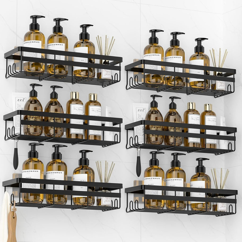 WOWBOX Shower Caddies - 2 Pack Adhesive Hanging Shelves for Easy Bathroom Organization | No Drilling, Stainless Steel
