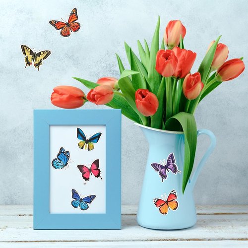 Feifeiya Butterfly Stickers - 500 Pcs Colorful Self-Adhesive Decals for Gifts & Scrapbooking | 1.5 Inch