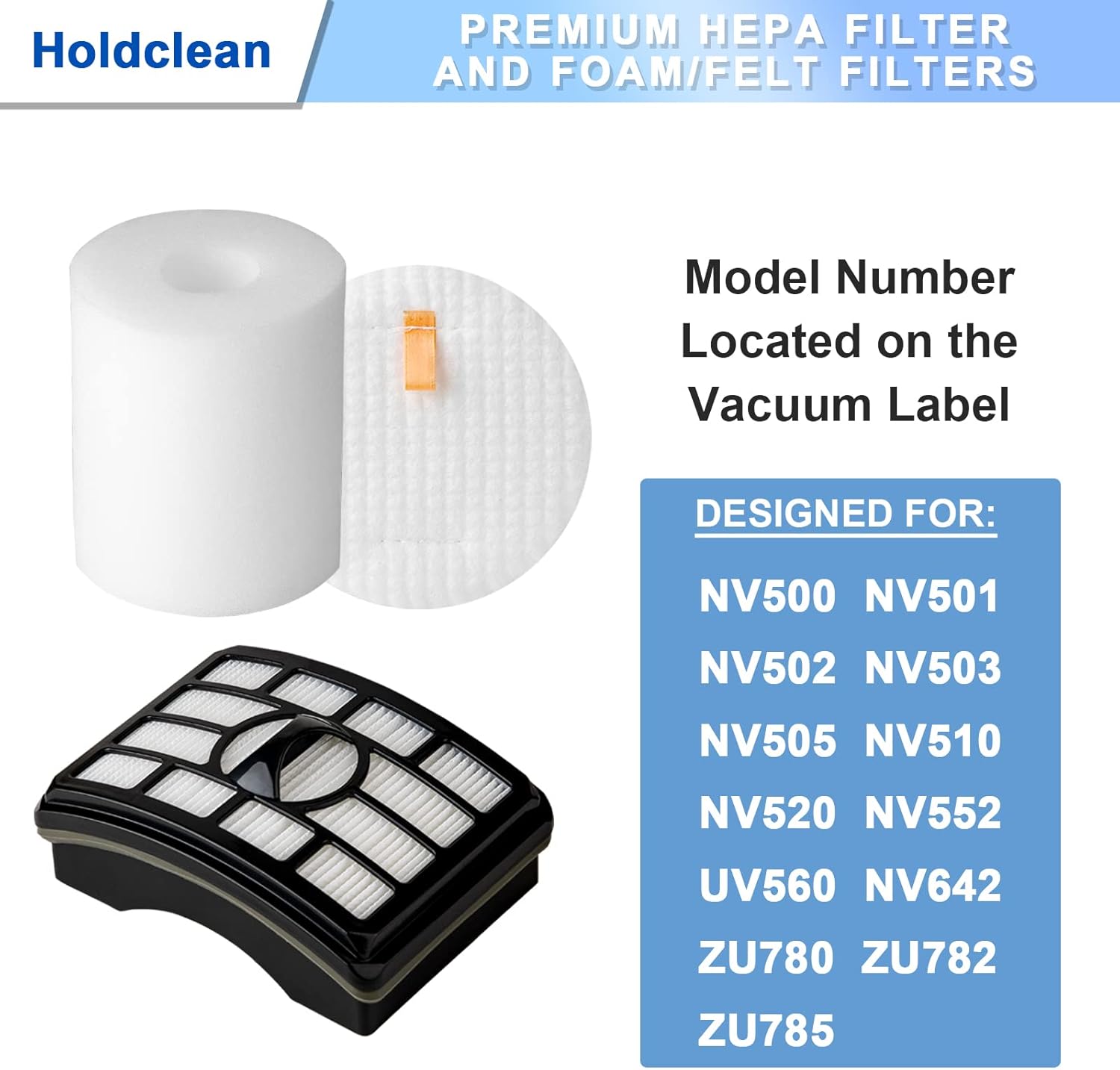 Shark NV500 Vacuum Filter Replacement - 2 HEPA & 4 Foam Filters for Rotator Pro Lift-Away NV501-NV552