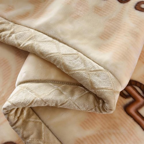 LGYKUMEG Korean Mink Blanket 59"×79", Silky Soft and Warm - 2 Ply Reversible Raschel Throw Blanket 4.4 Lb,Beige and Brown,（150x200cm-2kg