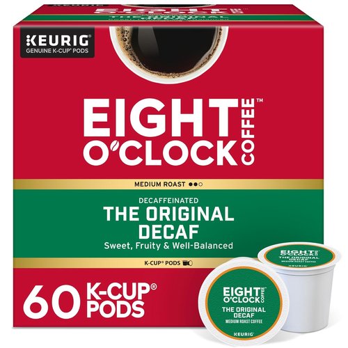 Eight O'Clock Coffee Decaf Medium Roast K-Cup Pods - Single-Serve, 60 Count for Easy Brewing