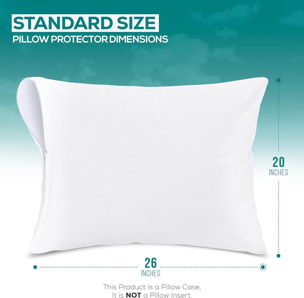 Utopia Bedding Pillow Protectors - Ultra Soft, Waterproof & Bed Bug Proof | Set of 2 Standard Size (White)