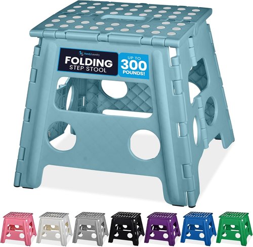 Handy Laundry Folding Step Stool - Lightweight & Sturdy for Adults and Kids | Easy One-Flip Open - Teal, 13 Inch