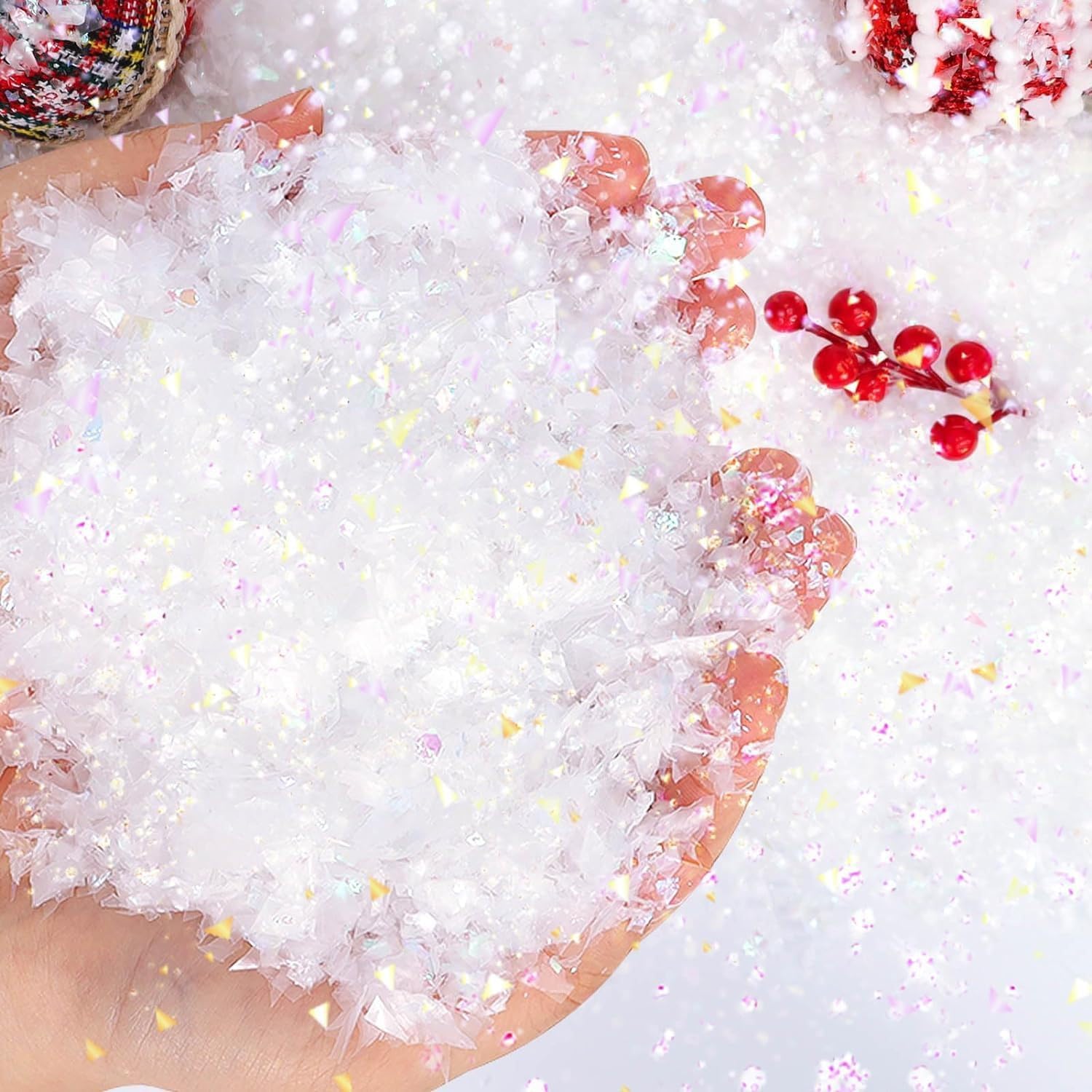Skiennix Fake Snow Decoration - Sparkly Faux Snow for Winter Weddings & Christmas Decor (50g)