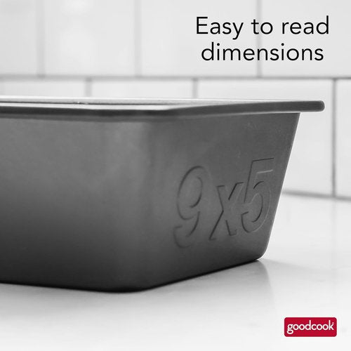 GoodCook PRO Nonstick Loaf Pan - Easy-Clean Carbon Steel Bakeware for Breads & Cakes, 9 x 5-Inch, Gray