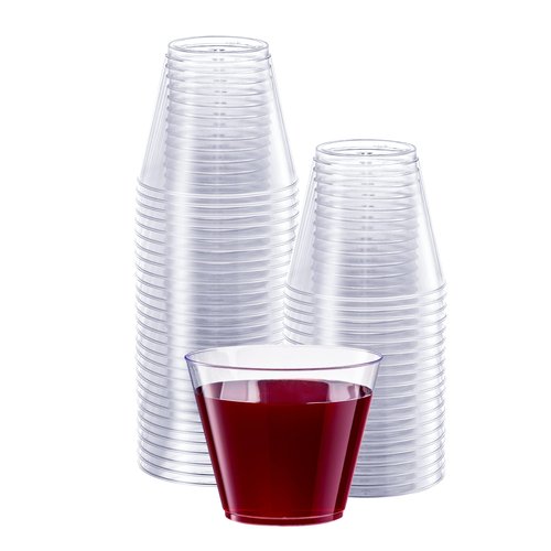 SETUP 9 oz Clear Hard Plastic Shot Glasses [100 Count] Small Disposable Shot Cups for Cocktails & Parties