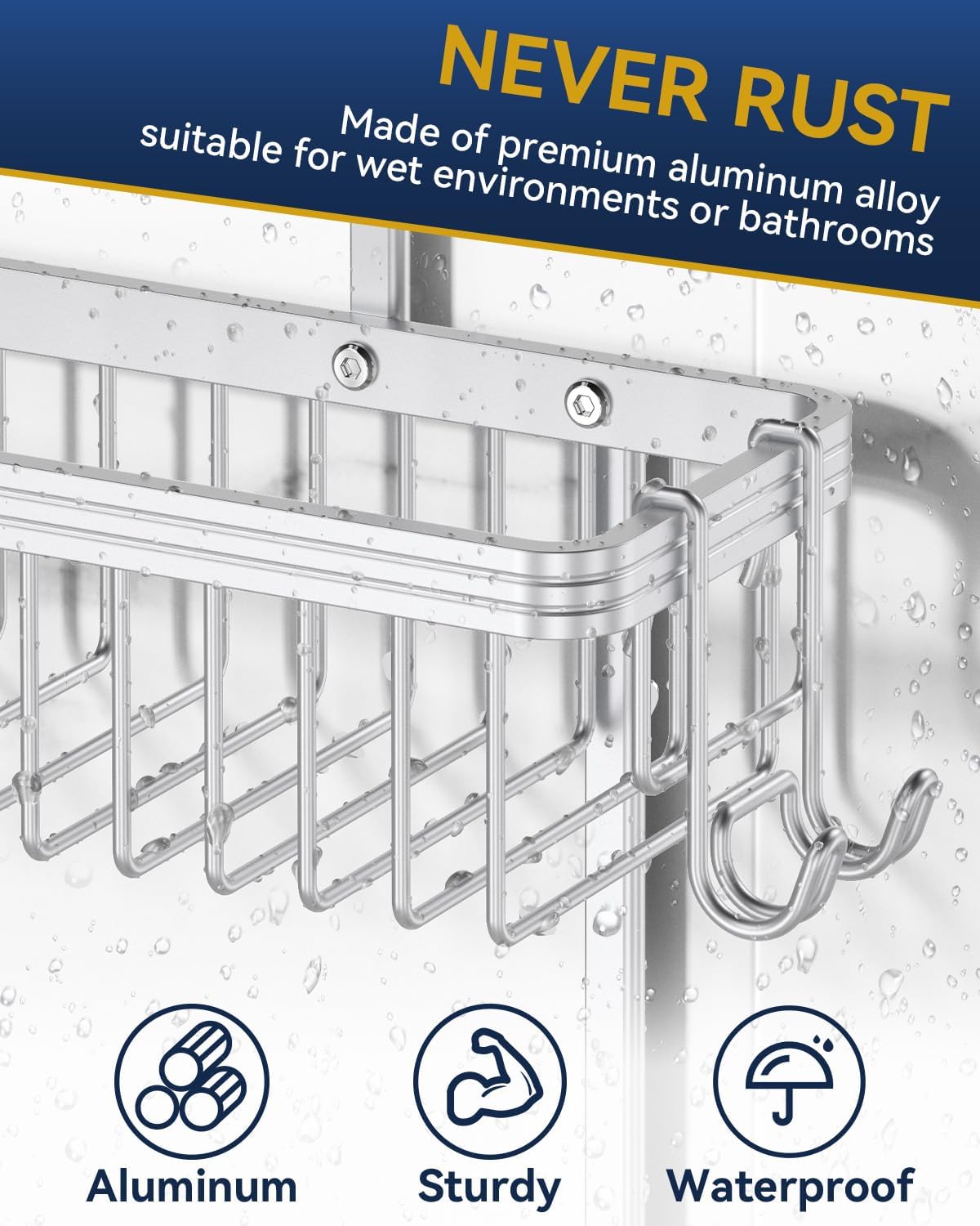 YASONIC 2-Tier Shower Caddy - Space-Saving Hanging Organizer | 3-Pack Corner Storage Solution