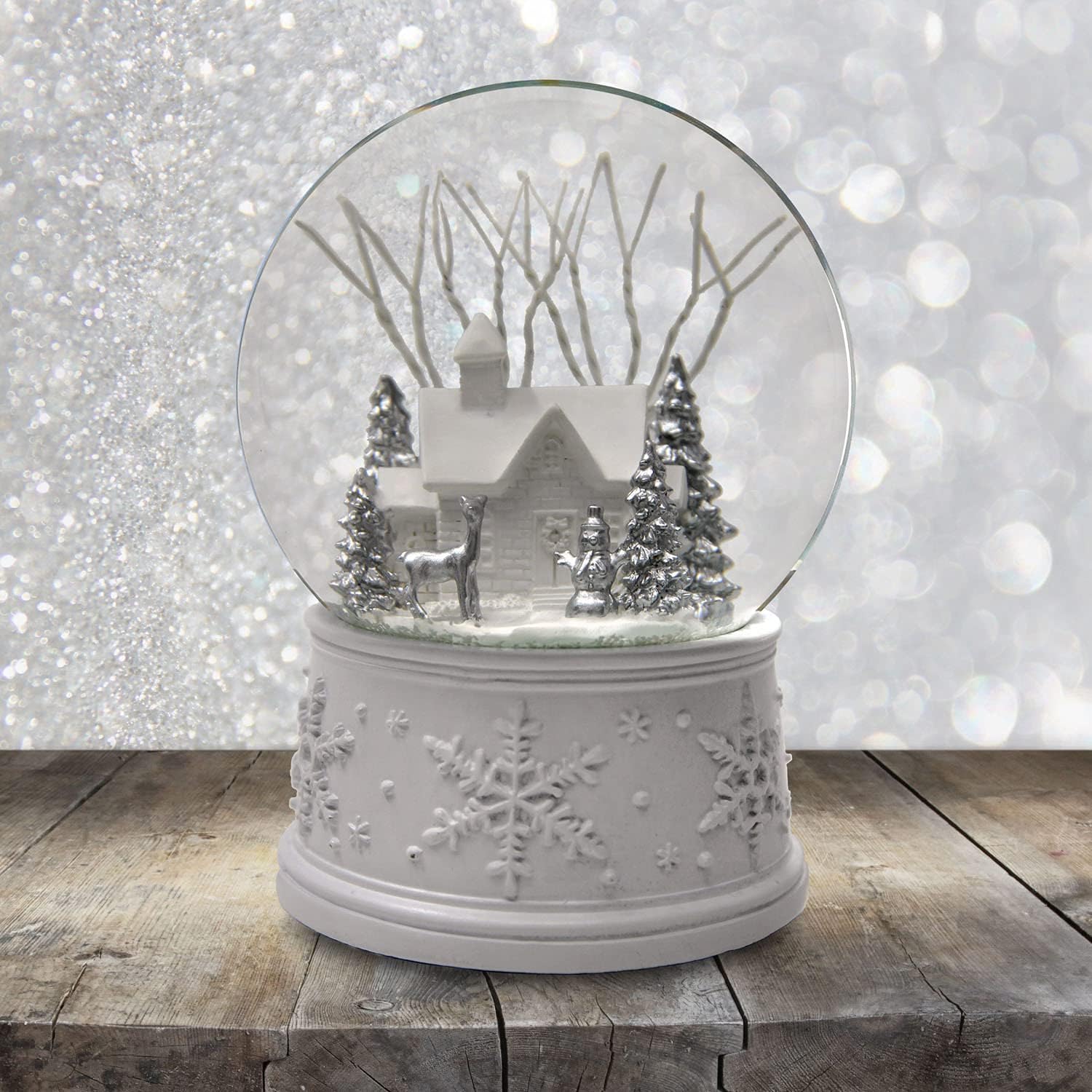 San Francisco Music Box Company - 100MM White Christmas Snow Globe | Festive Holiday Decor