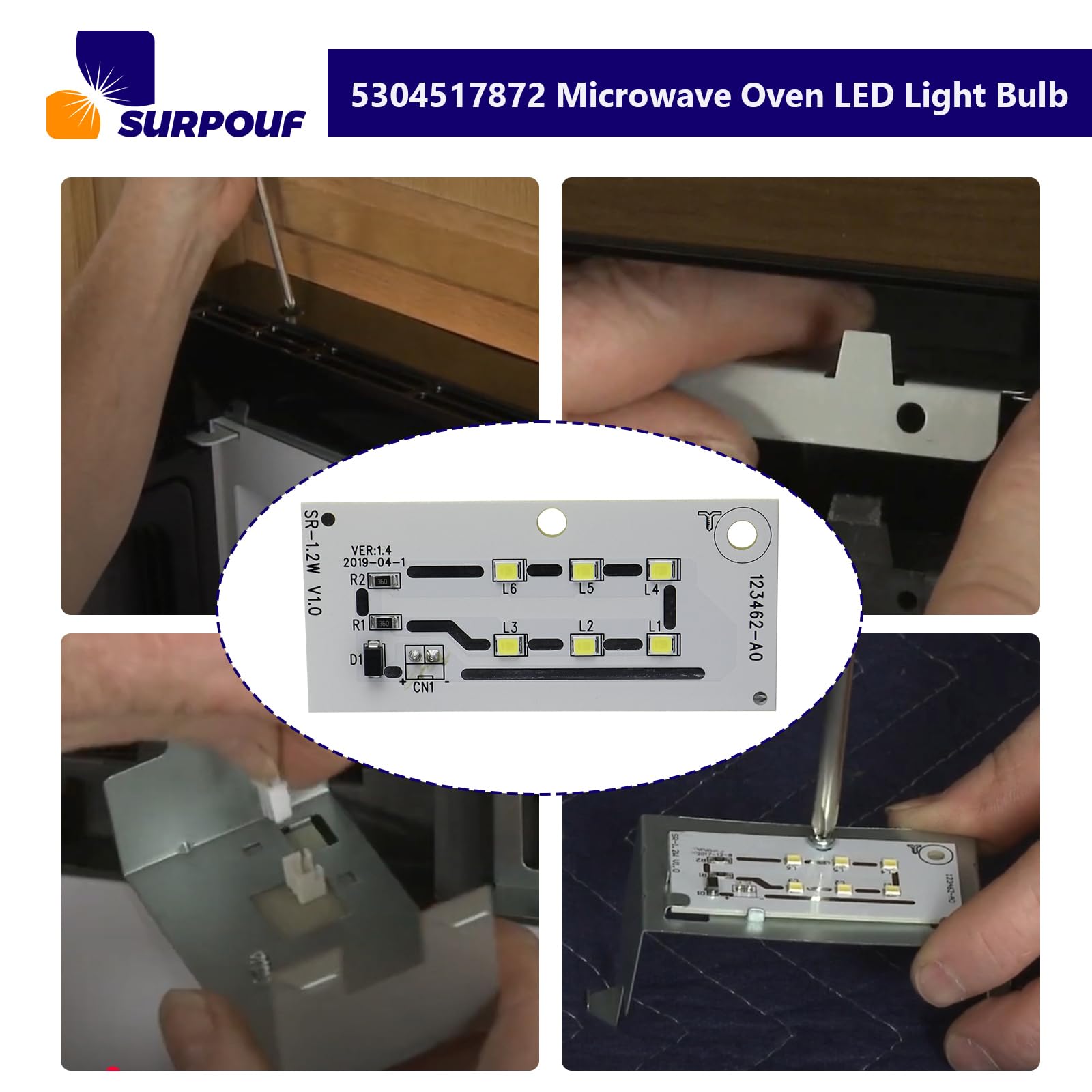 SURPOUF 5304517872 Microwave LED Light Bulb Replacement 5304499540 5304509445 Fit for Frigidaire IKEA Replace 123462-A0 4920115 AP6809088 PS12585761 EAP12585761（1 pc）