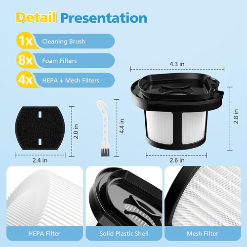 Bissell Vacuum Replacement Filters - 4 Pack Compatible with Pet Hair Eraser Models | Mesh & Foam Filters
