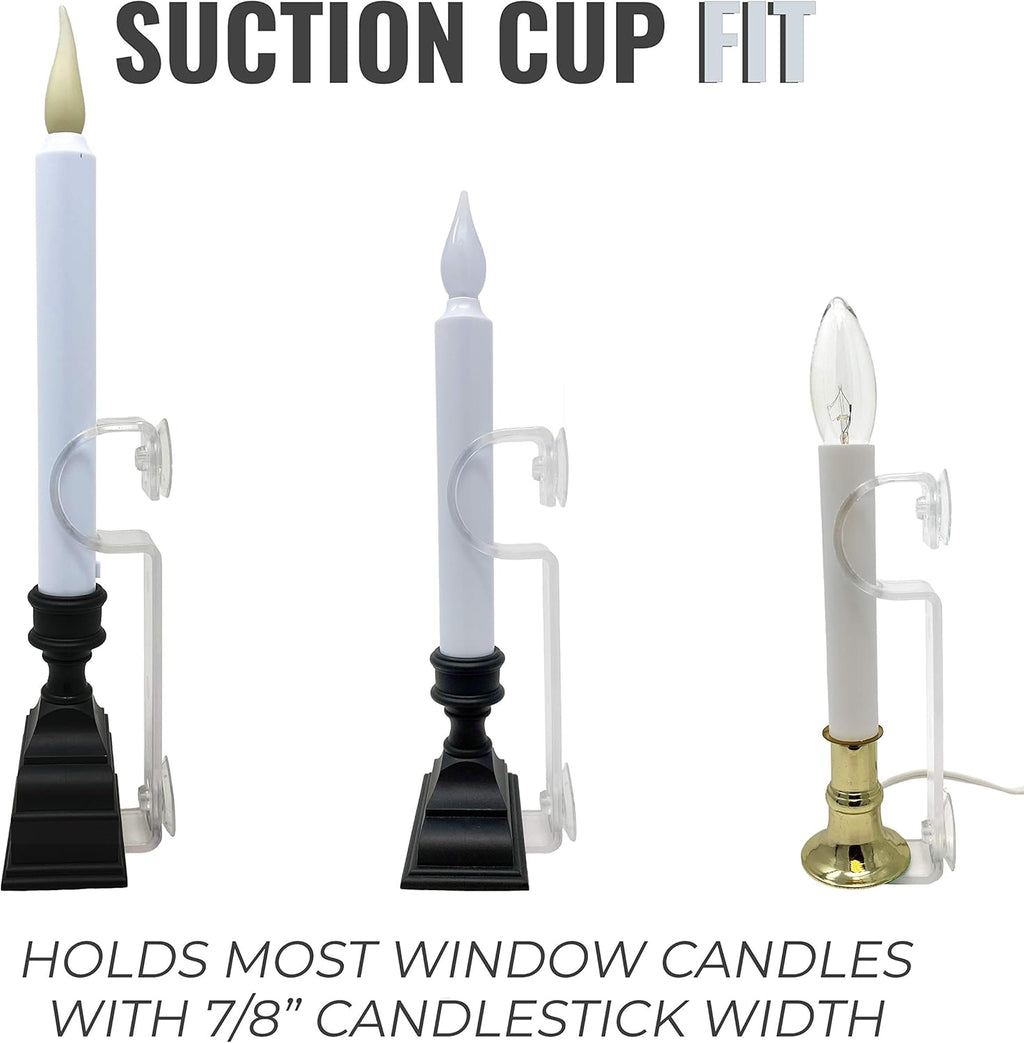 612 Vermont Window Candle Holders - Suction Cups & Safety Bracket | Fits Most Battery & Electric Candles (Pack of 4)