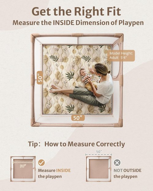 Blissful Diary Baby Play Mat - Thick Non-Slip Foam Cushioning | 50x50 Earth Tones Design