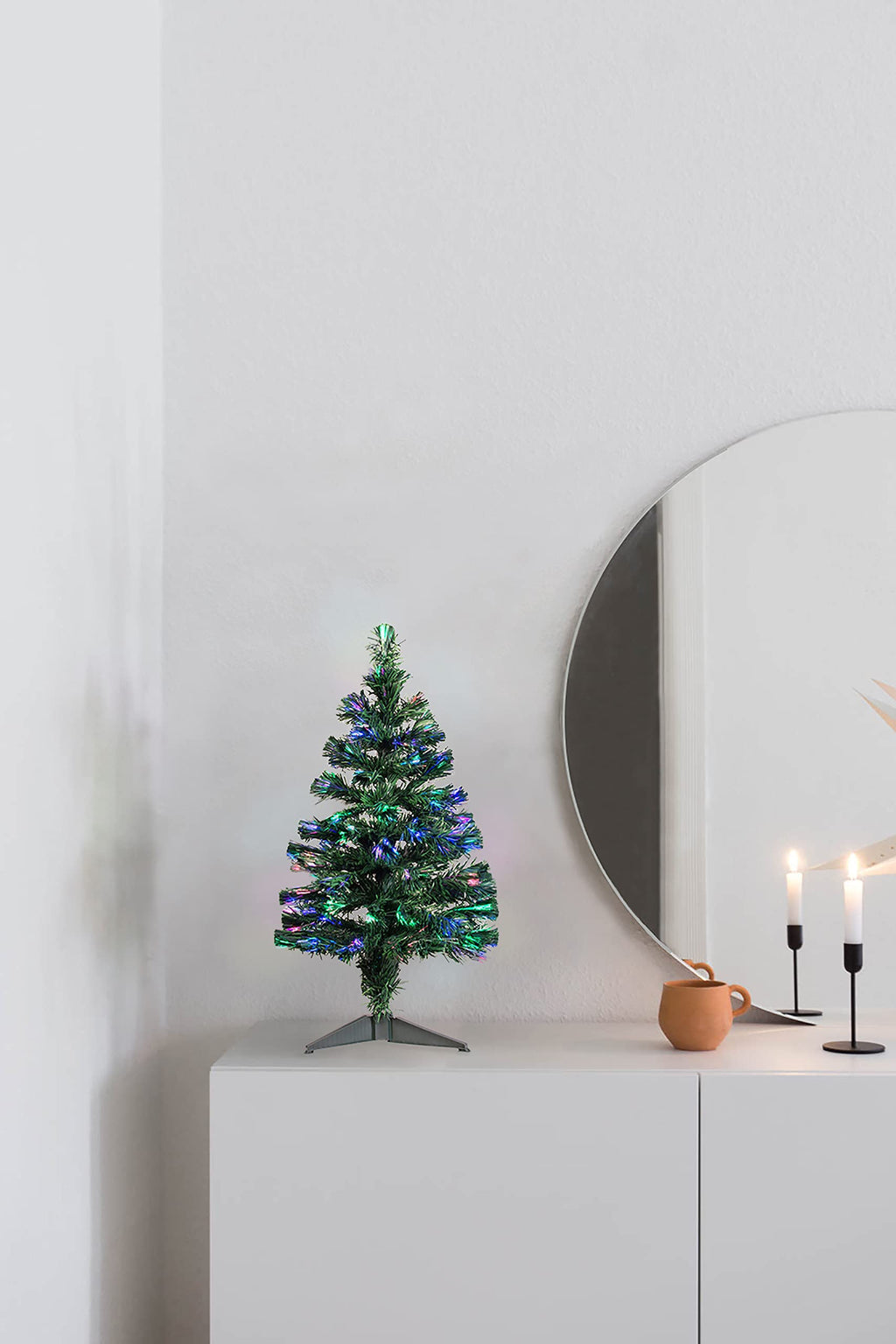 Perfect Holiday 3' Fiber Optic Christmas Tree | 90 Tips, Dia 16" | Includes Metal Stand, Green, PVCF-3