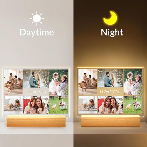 Greysky Custom Picture Frames - Personalized Photo Frame with Night Light | Perfect Anniversary & Birthday Gift for Him or Her