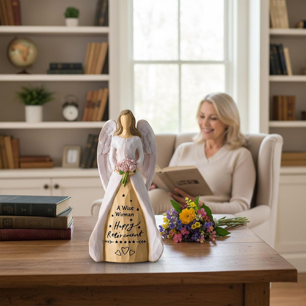 NAN ZAI NAN FANG Retirement Gifts for Women | Funny Hand-Painted Angel Figurine - 5.5" Personalized Gift for Coworkers, Teachers, Nurses & Friends