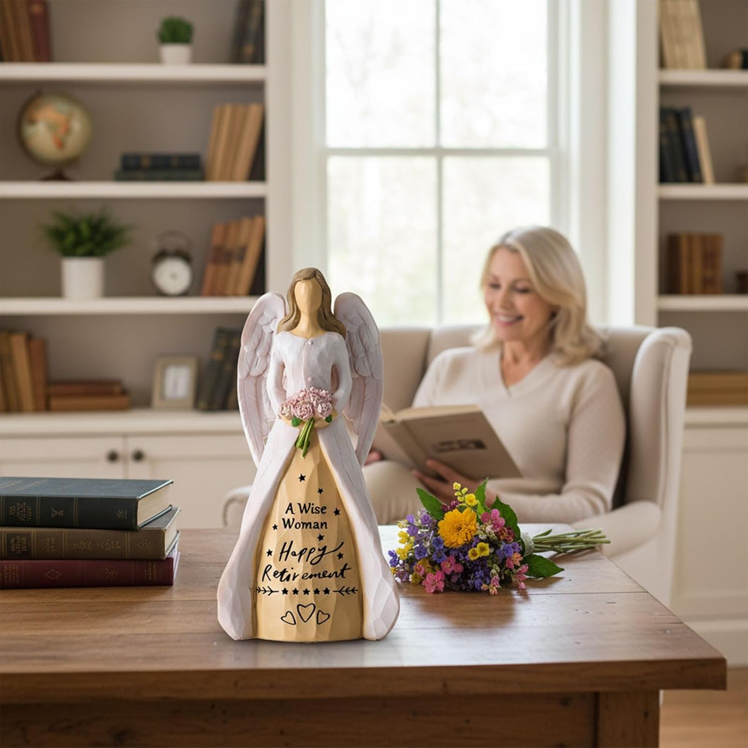 NAN ZAI NAN FANG Retirement Gifts for Women | Funny Hand-Painted Angel Figurine - 5.5" Personalized Gift for Coworkers, Teachers, Nurses & Friends