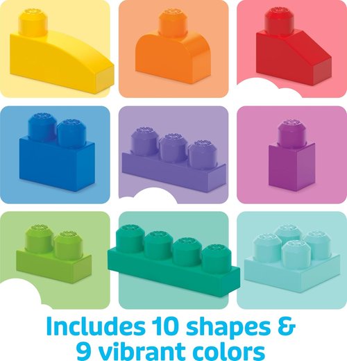 Mega Bloks First Builders Toddler Blocks Set - 80-Piece Building Bag with Storage - Blue, Ages 1+