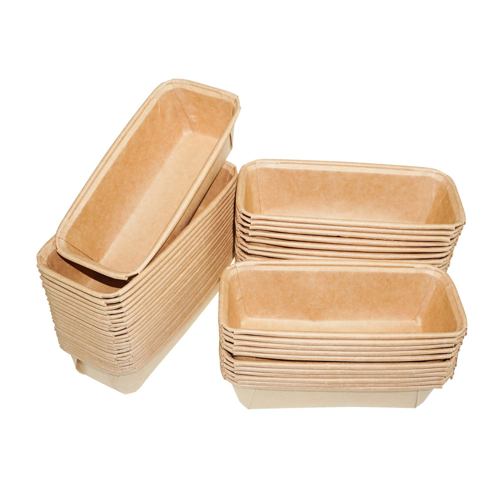 Lxmxgk 50PCS Paper Loaf Pan, Rectangle Loaf Pans, Disposable Baking Loft Mold, Kraft Bread Loaf Pan, Disposable Paper Baking Loft Pans, Microwave Oven Freezer Safe (Large)