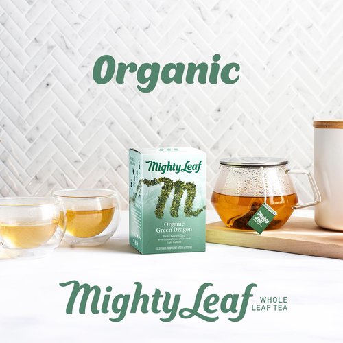 Mighty Leaf Organic Green Dragon Tea – 45 Count (15 Pouches per Box, Pack of 3) – Premium Whole Leaf Green Tea with Smooth, Fresh Flavor – Antioxidant-Rich Hot or Iced Brewing