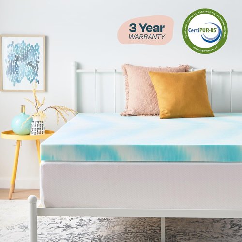 Linenspa 4 Inch Gel Memory Foam Mattress Topper - Full Size, Cooling & Pressure Relieving | CertiPUR Certified