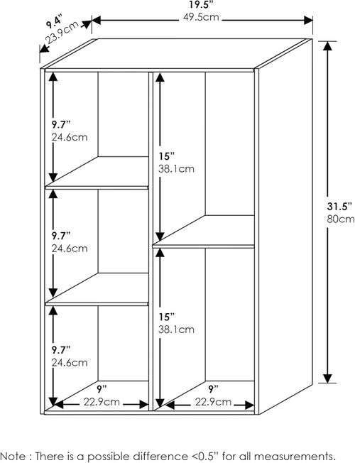 Furinno LUDER 5-Cube Bookshelf - Reversible Design, Easy Assembly | White & Light Blue, 9.4 x 19.5 x 31.5
