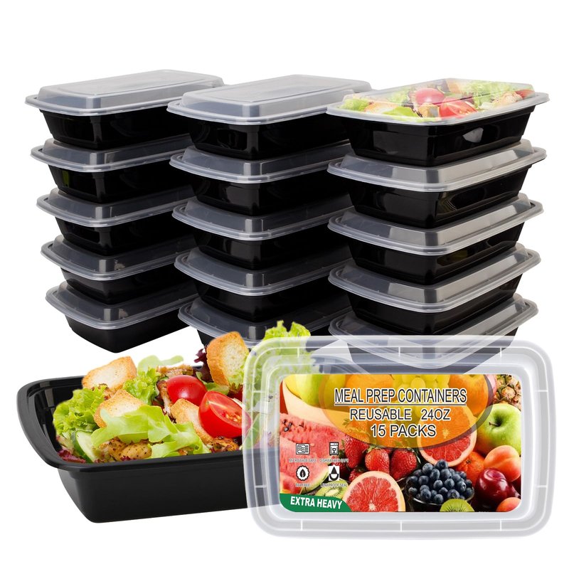 Ezalia 15 Pack Meal Prep Containers Reusable 24oz, Plastic Food Prep Containers, Leakproof To Go Food Containers with Lids, BPA-Free, Microwave/Dishwasher/Freezer Safe