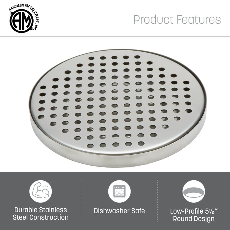 American Metalcraft DT3 Stainless Steel Drip Tray, Round, 5.5"L x 5.5"W x 0.37"H