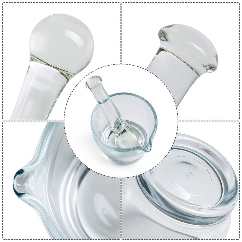 Ultrassist 8oz Glass Mortar and Pestle Bowl, Medicine Grinder and Mixer for Pharmacy or Science Lab