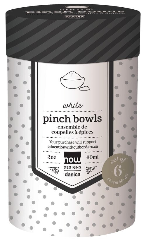 Now Designs White Ceramic Pinch Bowl Set, Soy Sauce Dish, Set of 6, 2 oz