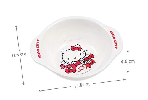 Everyday Delights Hello Kitty Red Dinnerware Flatware Meal Set – Plate Bowl Cup Spoon, 4 pieces