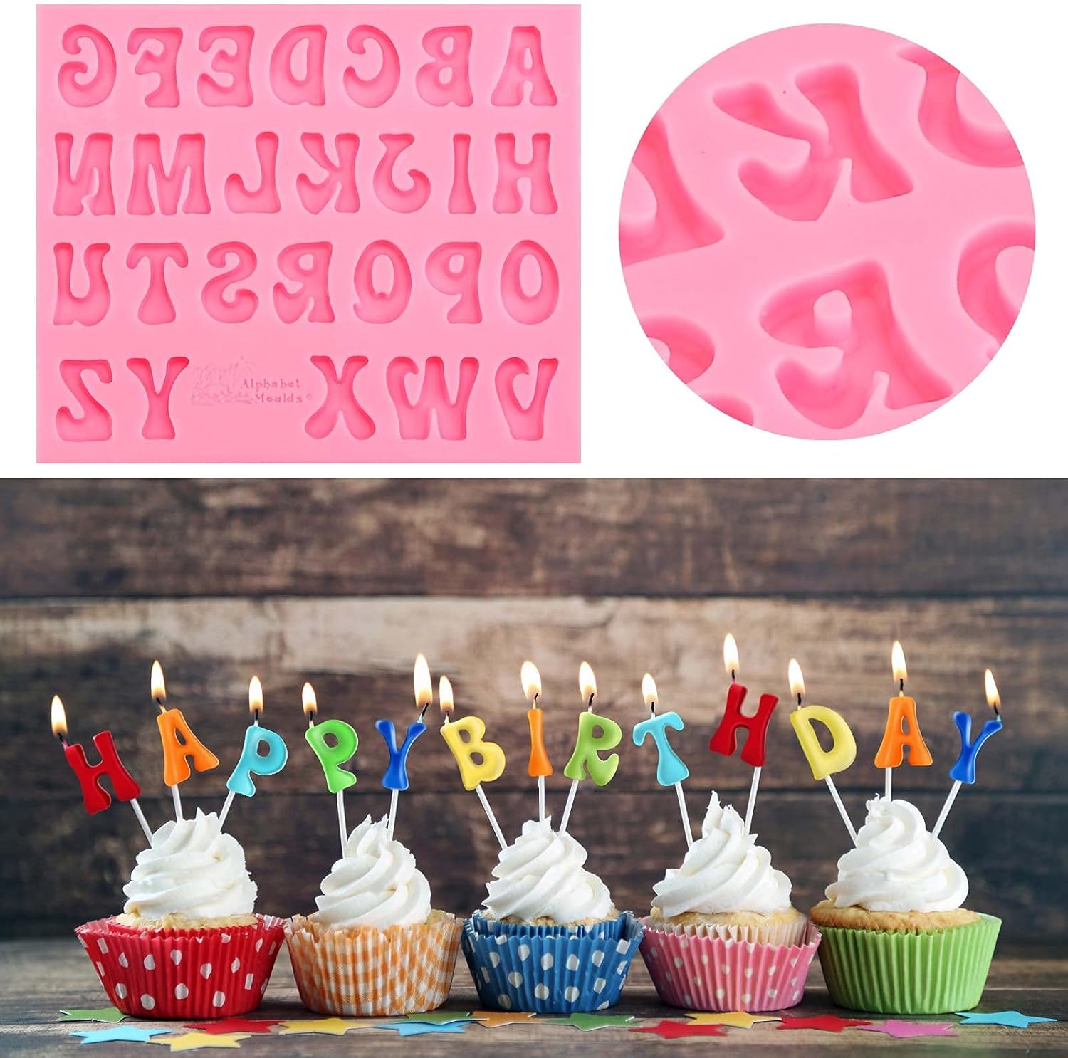 Skiennix Silicone Molds Set - 5-Piece Alphabet & Number Baking Molds for Candy & Cake Decoration