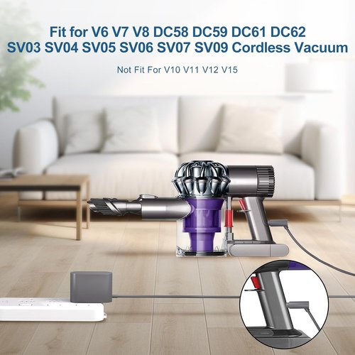 Dyson Cordless Vacuum Cleaner Charger - Compatible with V8, V7, V6 Models - Replacement Power Adapter